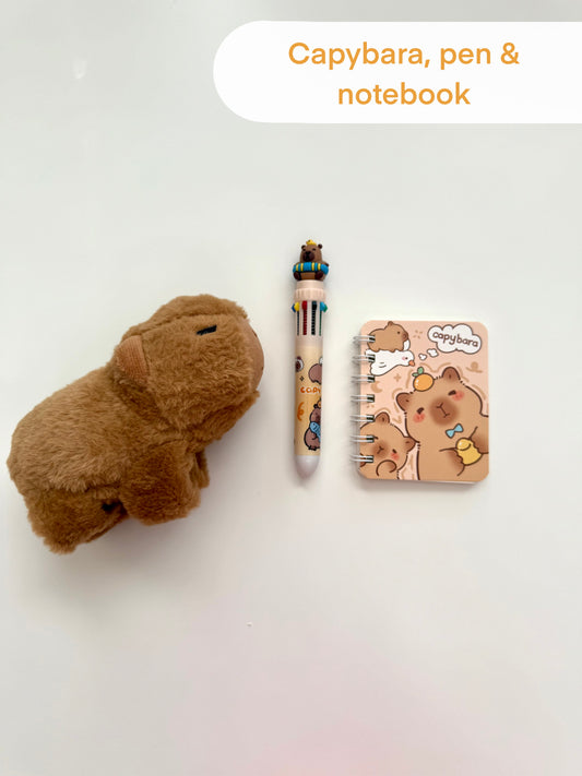 Capybara Gift Set – Plush Bracelet & Stationery, Kawaii Style