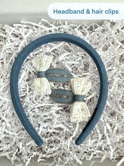 Blue Denim Gift Box – Custom Aesthetic for Friend – Set for Women, Teen Girls – Personalized Gift for Her – Cute Stationery & Accessories