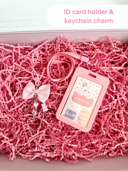 Pink Bow Aesthetic Gift Box – Custom Cute Box for Friend – Self Care for Women, Teen Girls– Kawaii Gift for Her–Personalized Accessories Set