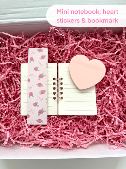 Pink Heart Aesthetic Gift Box for Women & Teen Girls - Cute Kawaii Self Care Set - Valentine’s Day Gift for Her - Birthday, Friendship