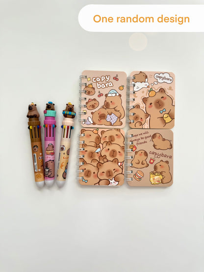 Capybara Gift Set – Plush Bracelet & Stationery, Kawaii Style